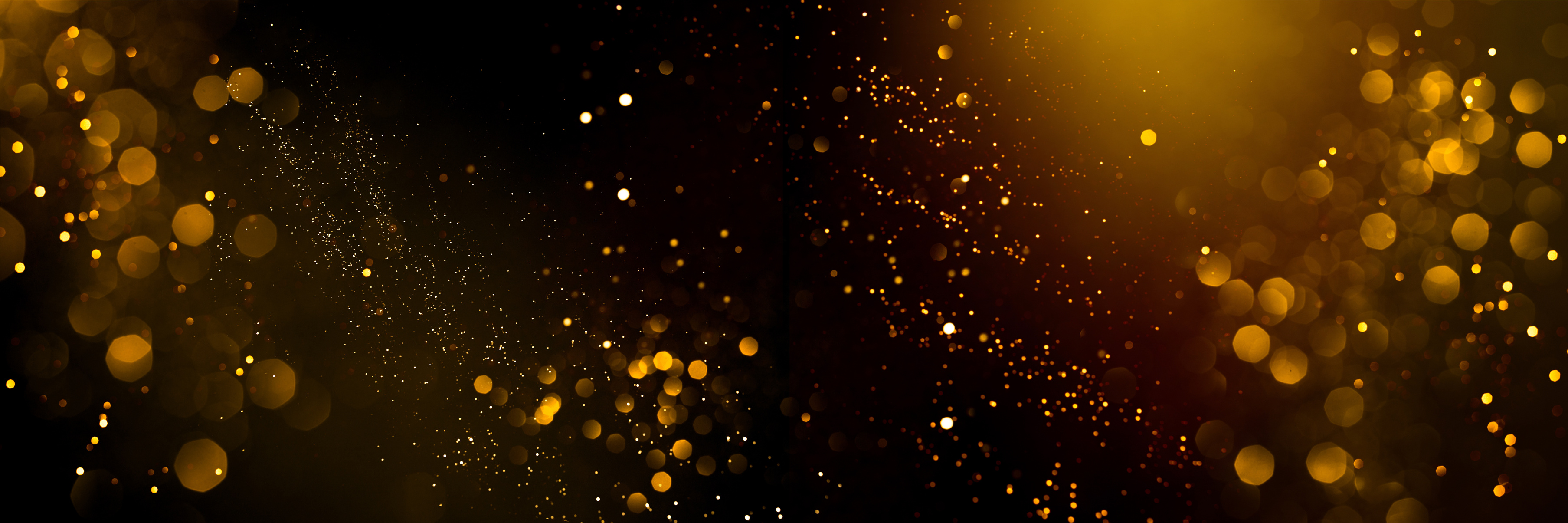 Golden Abstract Bokeh on Black Background